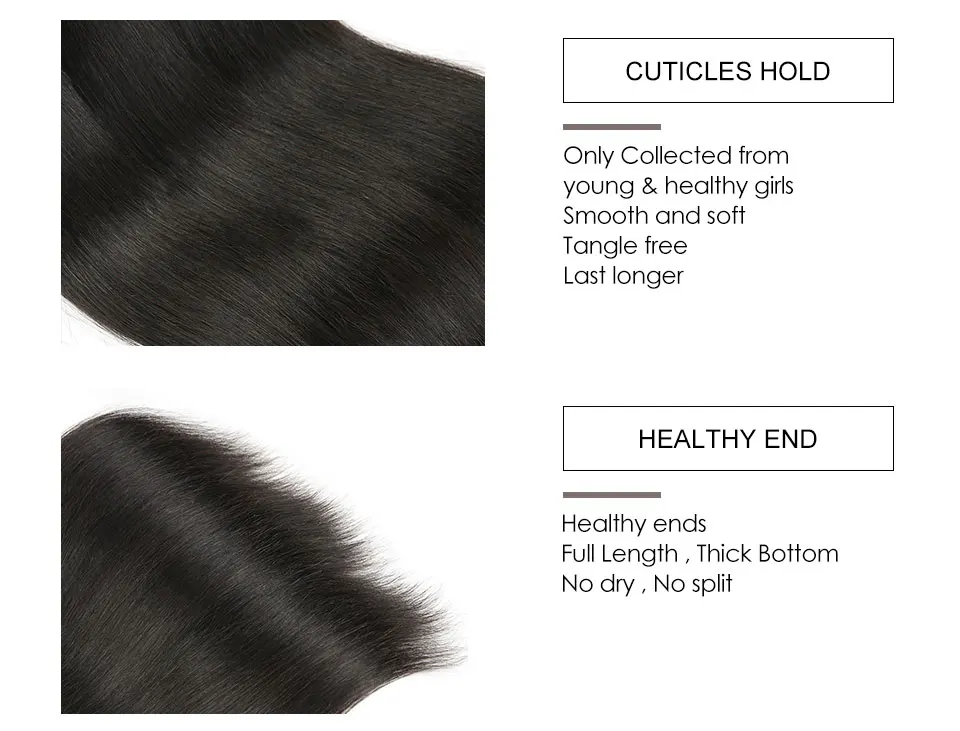 Hair Villa Brazilian 100% Unprocessed Human Hair 3 Bundles Straight Hair Weft  Natural Color Salon Longest Hair PCT 20% (6)