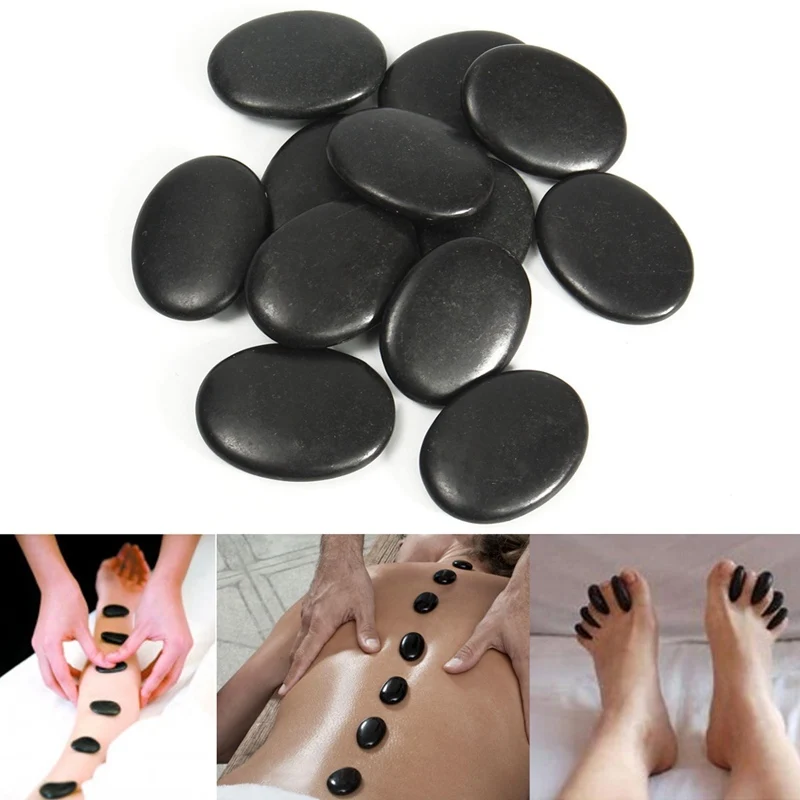 16pcs Set Massage Hot Stones Massage Lava Natural Stone Set Hot Spa
