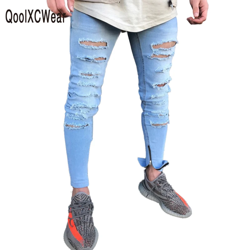 Qoolxcwear Новый Джинсы для женщин отверстие Jogger обтягивающие джинсы Для мужчин Байкер Джинсы для женщин карандаш брюки Для мужчин S Молния
