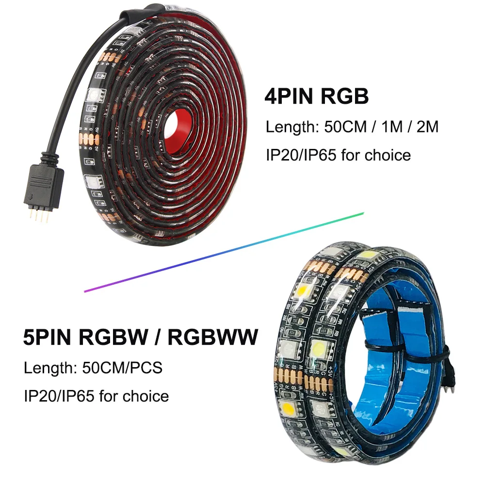 Светодиодная лента USB 5050 RGB RGBW RGBWW 50 см 1 м 2 с радиочастотным пультом