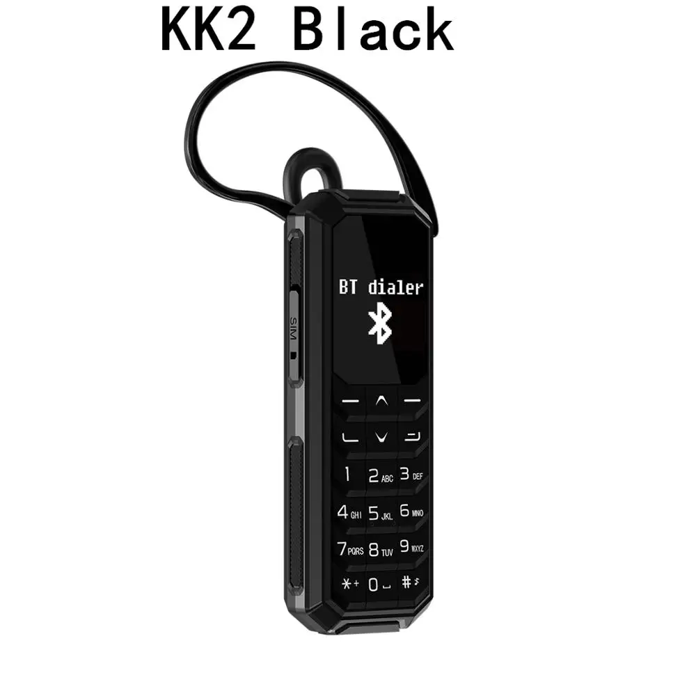 Разблокированный мини мобильный телефон Fsmart KK1 KK2 bluetooth dialer 0,66 дюймов маленький мобильный телефон волшебный голос четырехдиапазонный GSM гарнитура Мобильный телефон - Цвет: KK2 Black