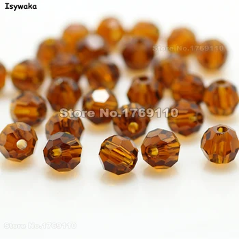 

Isywaka Sale 100pcs Deep Brown Color Round 6mm Austria Crystal Beads charm Glass Beads Loose Spacer Bead for Jewelry Making