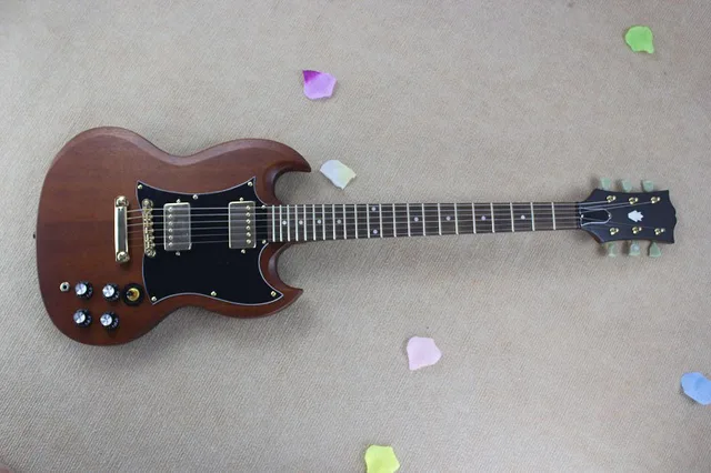 Cheap Factory Price Wholesale High Quality Angus Young SG Guitar Double Cut Way SG400 brown Electric Guitar with hardcase