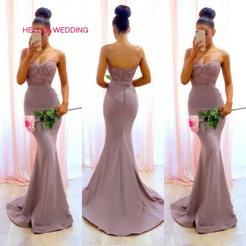 

African Bridesmaid Dresses Long Spaghetti Straps Appliqued Wedding Party Dress Mermaid Bridesmaids Dresses For Women