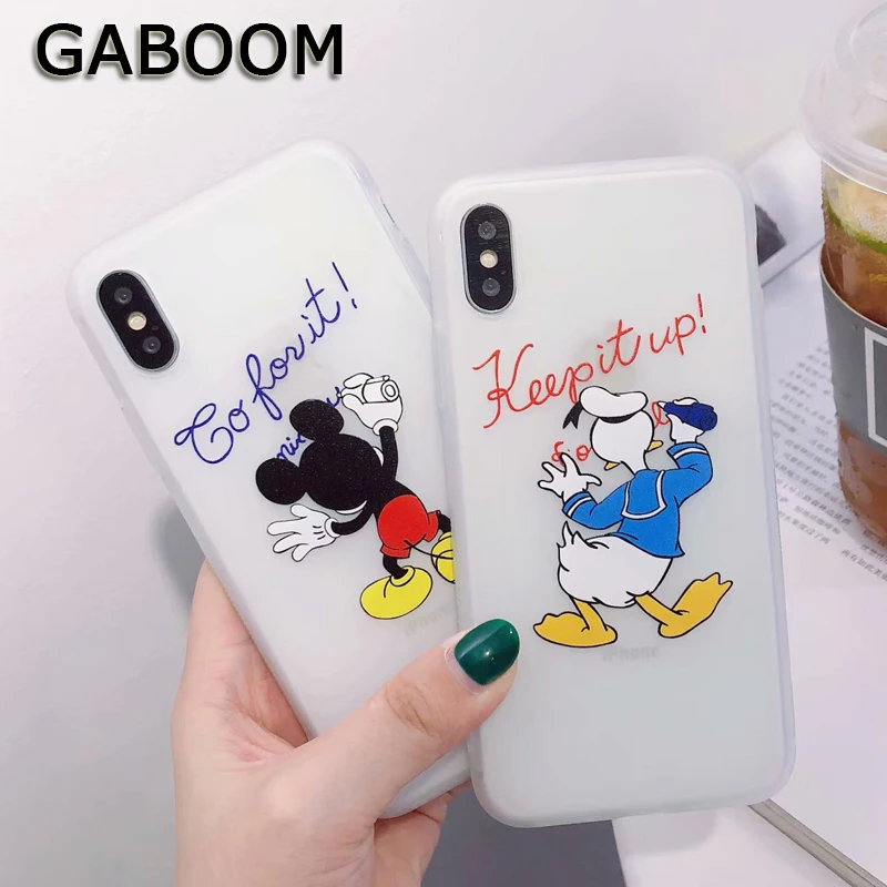 GABOOM Phone Case for iPhone 7 case 6s 6 8 Plus X Soft TPU Matte Letter Fashion Cartoon Mouse Duck Moblie Bag |