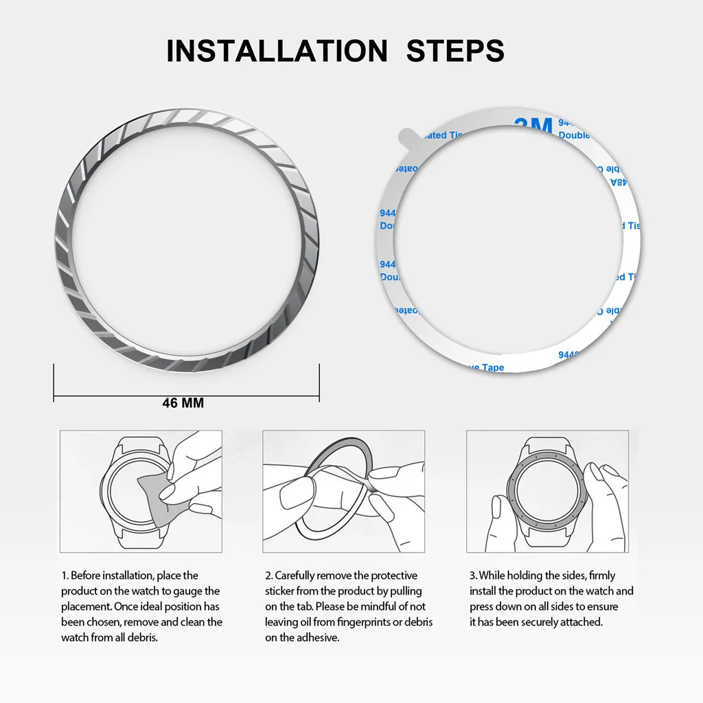 Чехол для смарт-часов для samsung Galaxy watch, 46 мм, ободок, кольцо, смарт-кольцо, клейкое покрытие, против царапин, металл# y4