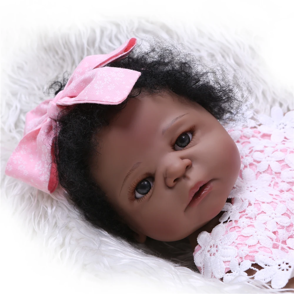 NPKCOLLECTION 55 см полный силикона Reborn Baby Doll 2" черный для девочек Полный Sillicone Кукла реборн Модная одежда для детей, детская мода девушка кукла