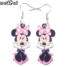 Bonsny массивные акриловые Мультяшные смайлики серьги в виде мышей большие длинные висячие новые украшения в виде животных для девочек и женщин подарок