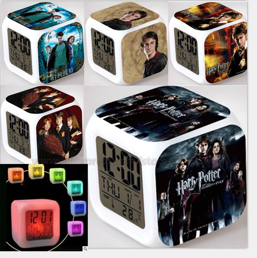 Bambini Regalo Di Natale Di Harry Potter Carattere Led 7 Colori Flash Digital Alarm Clock Per Bambini Camera Da Letto Luce Di Notte Sveglia Orologi Orologio Digital Alarm Clock Kids Digital Alarm Clockalarm Clock