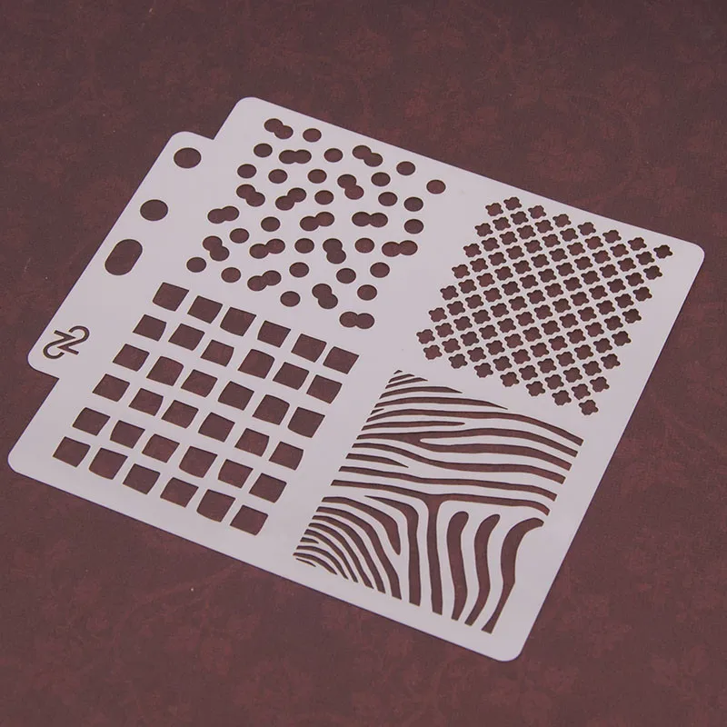 

4 Irregular Patterns Stencils for DIY Scrapbooking Plastic Handmade Template Crafts Diary Decor Painting Drawing Spray Tool Card