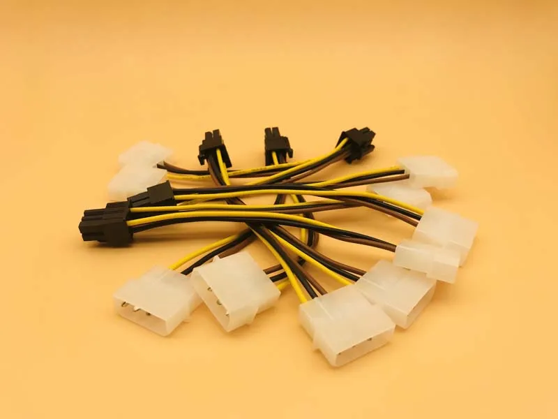 5PCS PCI-E 6Pin Female to Molex 4pin x2 Splitter SATA Power Cable Power PCI Express Extension Cables 15CM for BTC Miner Mining