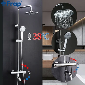 

Frap Bathtub Faucets bathroom thermostatic shower faucet set waterfall wall shower system bath shower mixer with thermostat taps