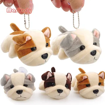 

50pcs/lot Shar Pei Keychain Soft Plush Key Chain Animal toys key Ring Bag Pendant Fur Dog key chain Car Keychains HEY BULLDOG