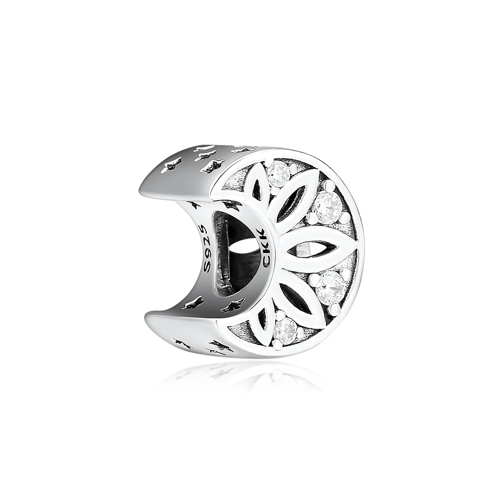 DIY Подходит для Pandora шармы браслеты луна и звезды бусины с прозрачным CZ 100%