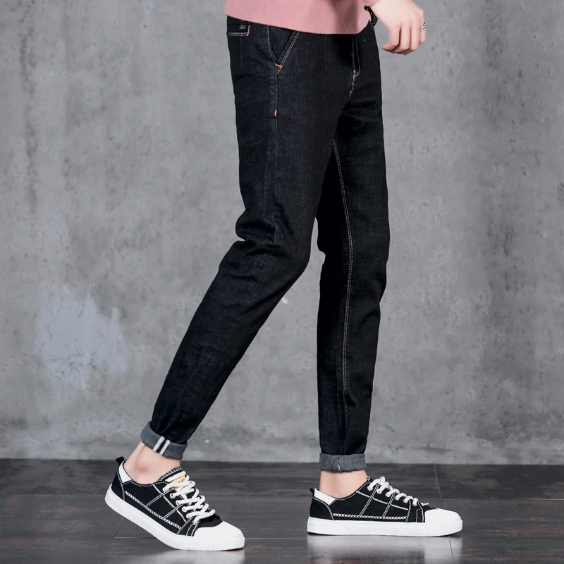 28 36 цвет: черный синий Для мужчин джинсы 2018 Новый s одежда Slim Fit брюки стрейч