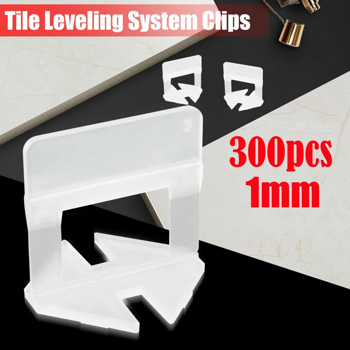 

300pcs Tile Leveling System Clip Wedges Wall Floor Spacers 1mm