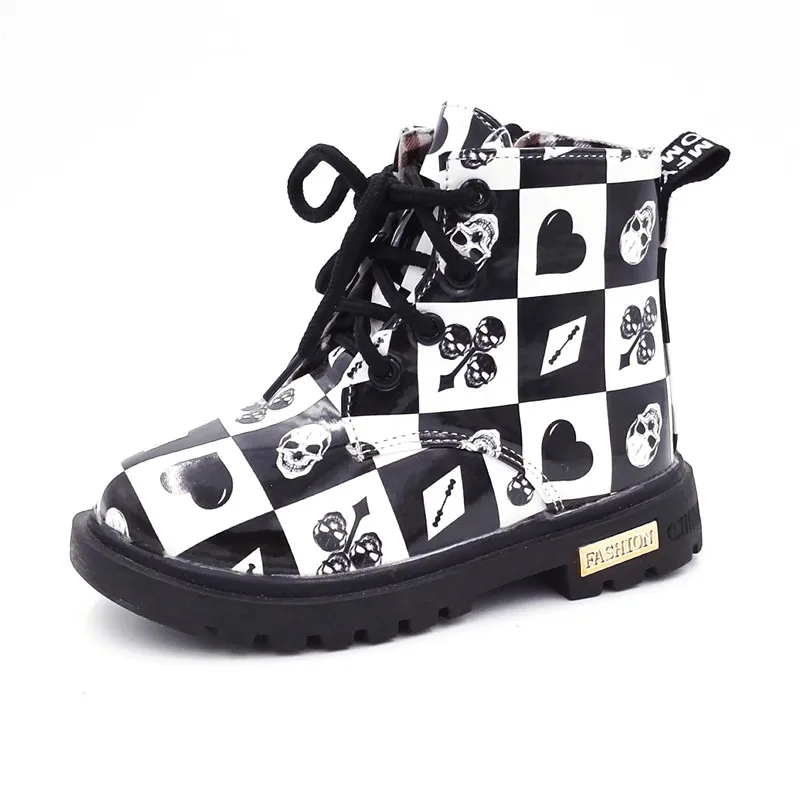 Kopen COMFY KIDS Laarzen Schoenen Voor Jongens Meisjes Pu Lederen Laarzen Mode Rooster Waterdichte Martin Rubberen Zool Laarzen Kinderen Snowboots schoenen