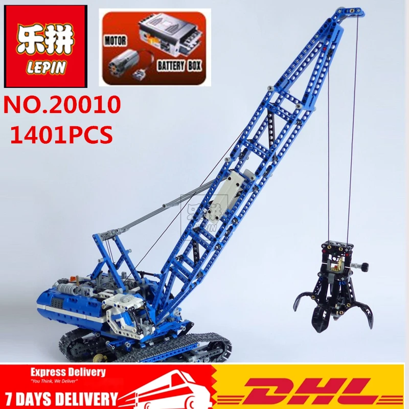

DHL LEPIN 20010 1401Pcs Legoing 42042 Technic Series Mechanical Crawler Crane Model Building Blocks Kids Children Gifts Toys