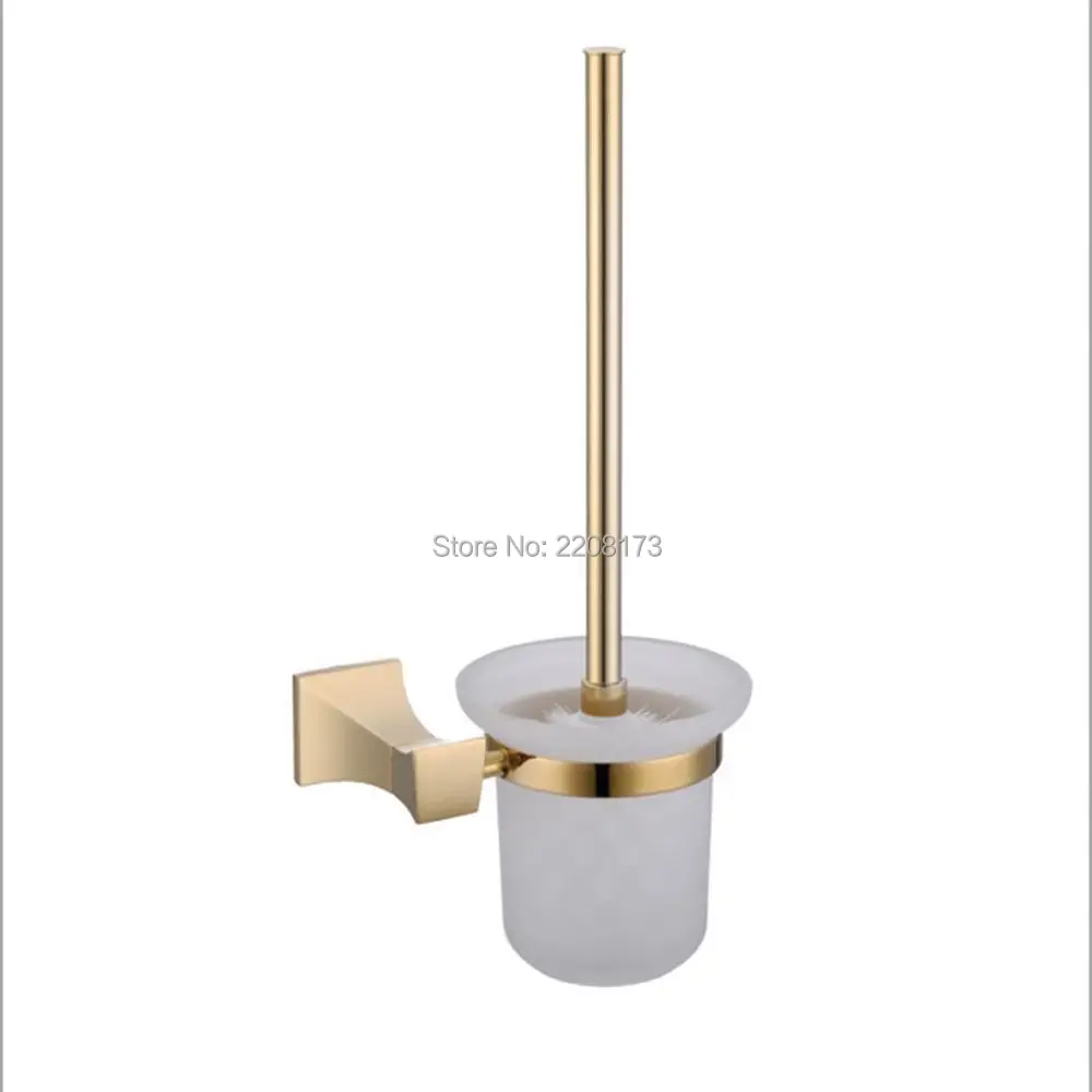 Smesiteli Toilet Brush Holders Golden Ti PVD Toilet Brush Holder Glass