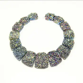 

Titanium Plated Rainbow Emperor Stones Trapezoid Slab Beads,Top Drilled,Graduated Large Size Terra Sea Sediment Statement