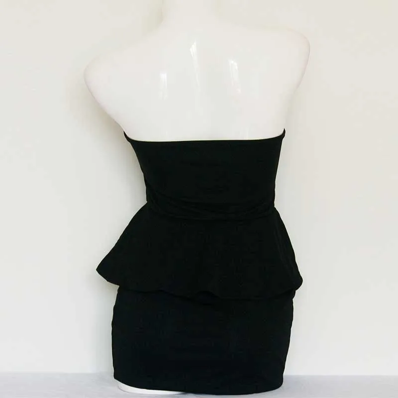 Women's Summer Dress Sexy Off Shoulder Rivets Office Lady Elegant Slim Fit Party Dress Fold Over Peplum Wrapped Mini Dress (8)
