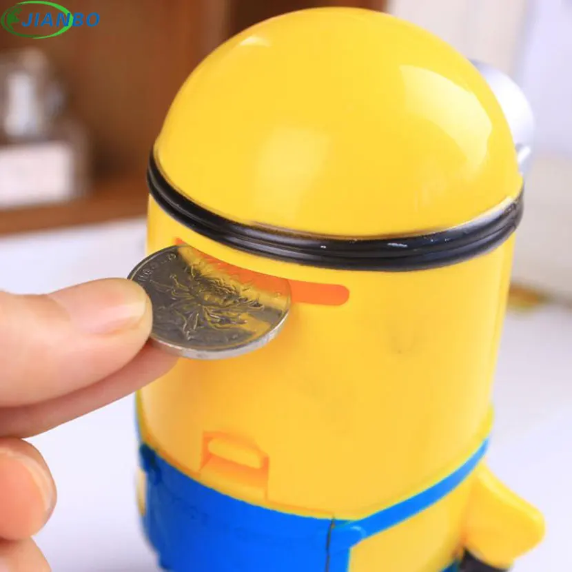 Minion Lovely Cartoon Figures Safe For Money Box Plastic Piggy Bank Saving Coin Cent Penny Children Toy Baby Security Secret Box