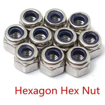 

100pcs M6 Stainless Steel Nylon Insert Locking Nut Screw Lock Hexagon Hex Nuts For Home Tools