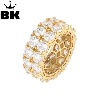 

Full Eternity Wedding Band Rings For Women Gold Silver Color 2 Rows CZ Paved Simple Jewelry Engagement Gifts