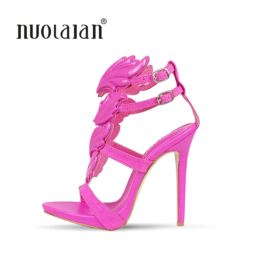 comprar 2018 Marca o Verão Mulheres Bombas Sexy sandálias de Salto Alto Folha chama Sapatos femininos Peep Toe de Salto Alto Partido Sapatos de Casamento mulher