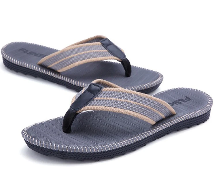 Пляжные сандалии на резиновой подошве мужские повседневные Вьетнамки, пляжные сандалии размер 39-45, летние модные брендовые мужские вьетнамки, сандалии - Цвет: light gray