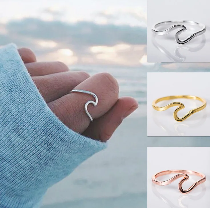 

Wave Alloy Silver Rings Charms Rose Gold Ring Wedding Rings for Women Fashion accessories hot sale rings