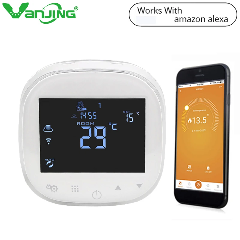 

WIFI Smart Thermostat Touch Scereen Heating Temperature Regulator Weekly Programmable Temperature Controller Works with Alexa