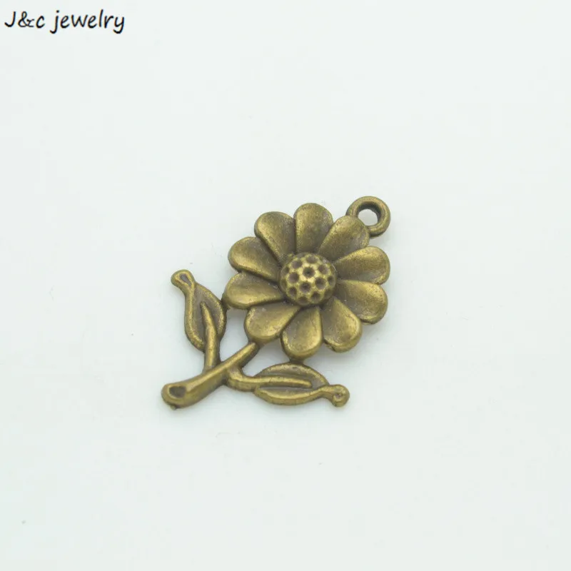 

Wholesale 15pcs antique bronze Charms flower pendant fit DIY bracelet necklace 27*19mm 3552A
