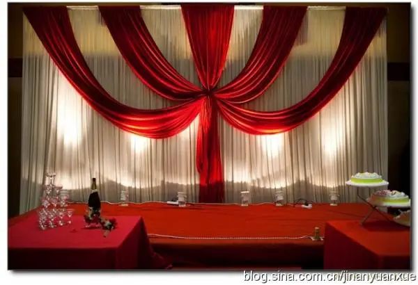 

3*6m Wedding white silk Backdrop curtain with five draps swag meeting event party Background drapery