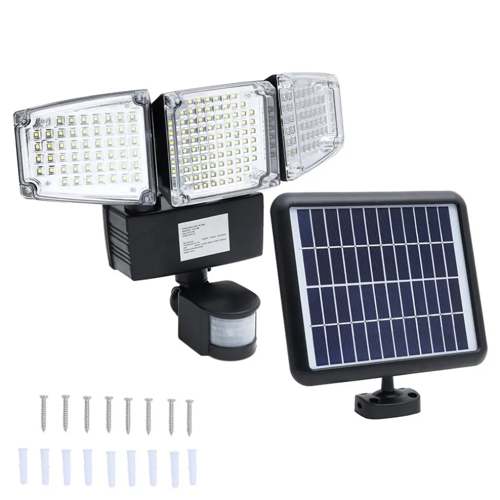 

188 LEDs Triple Head Solar Power Motion Inductive 1000Lm Light Waterproof Bright Light Outdoor Path Door Decor JY1721-188 Sale