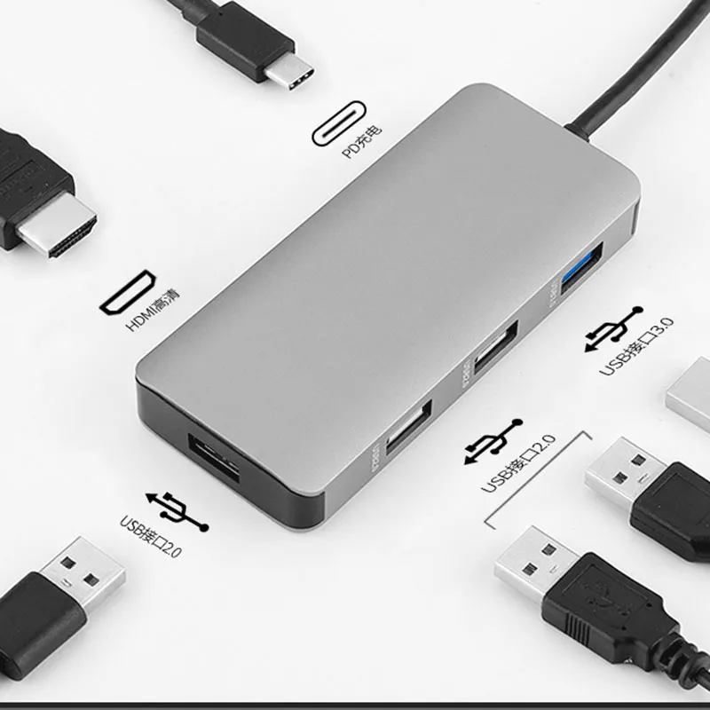 Baolyda USB C HUB 9in1 Thunderbolt 3 Adapter USB Type C HDMI VGA 4K Gigabit Ethernet Montiport Adater for Macbook Pro Type-c PC