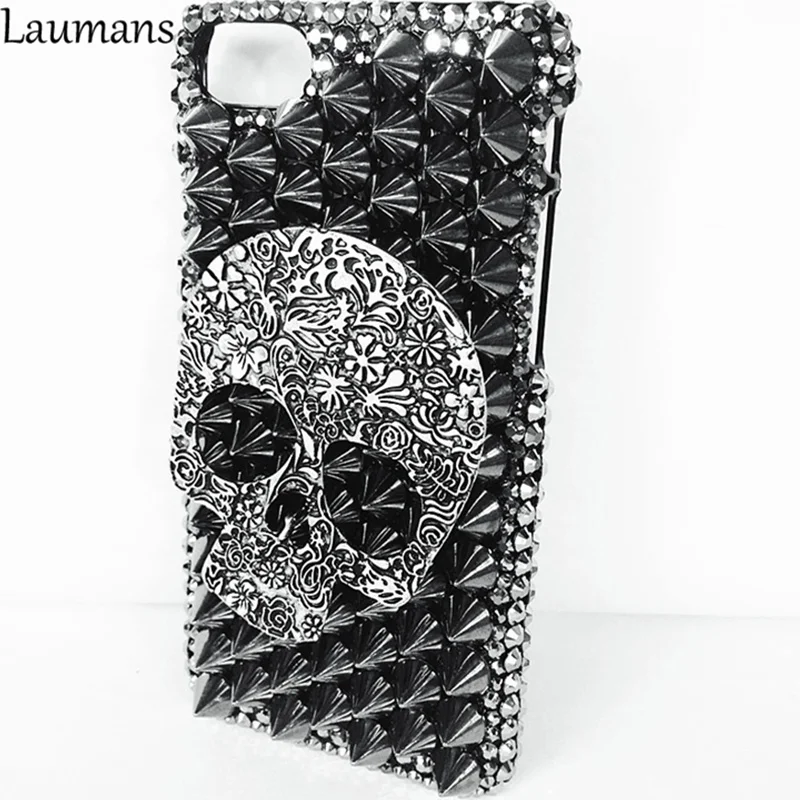 Lastest Skull Phone Case Luxury Handmade Rhinestone Rivet