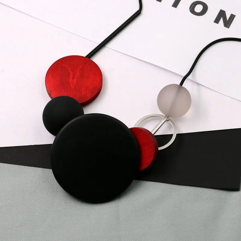 Personality, fashion, wooden geometry, frosted bead, top grade short accessories necklace, female clavicle sweater chain wholes - Image 5