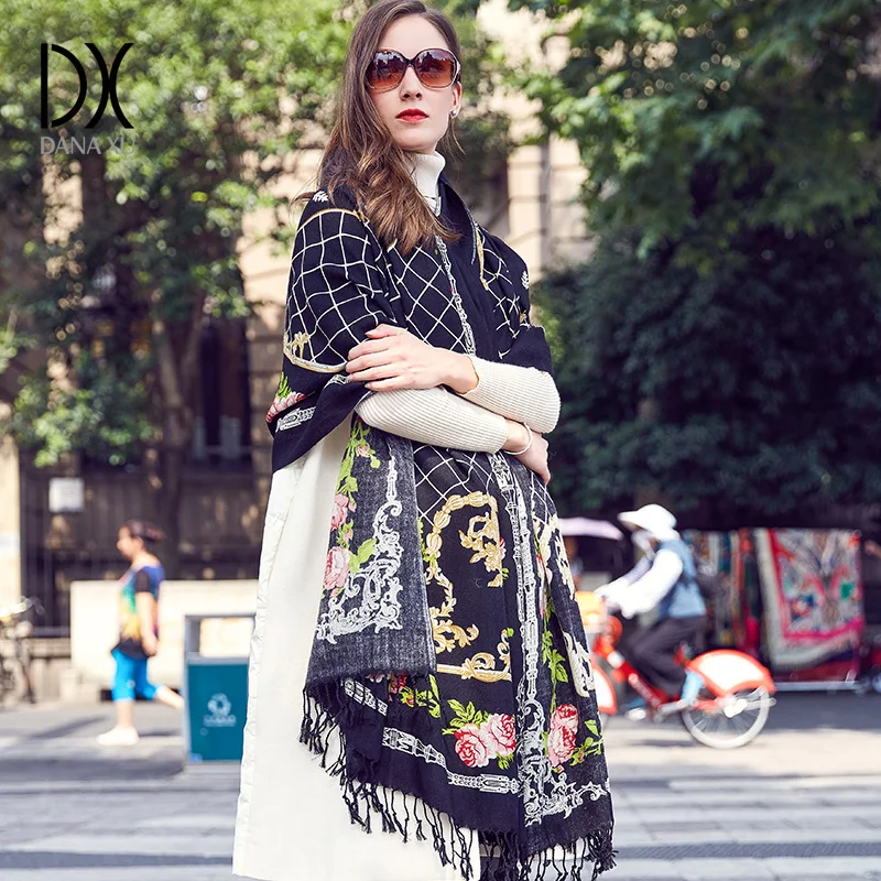 

Wool Square Head Scarves Women Elegant Lady Carf And Warm Shawl Long Stoles Bandana Scarf Hijab Beach Blanket 2018