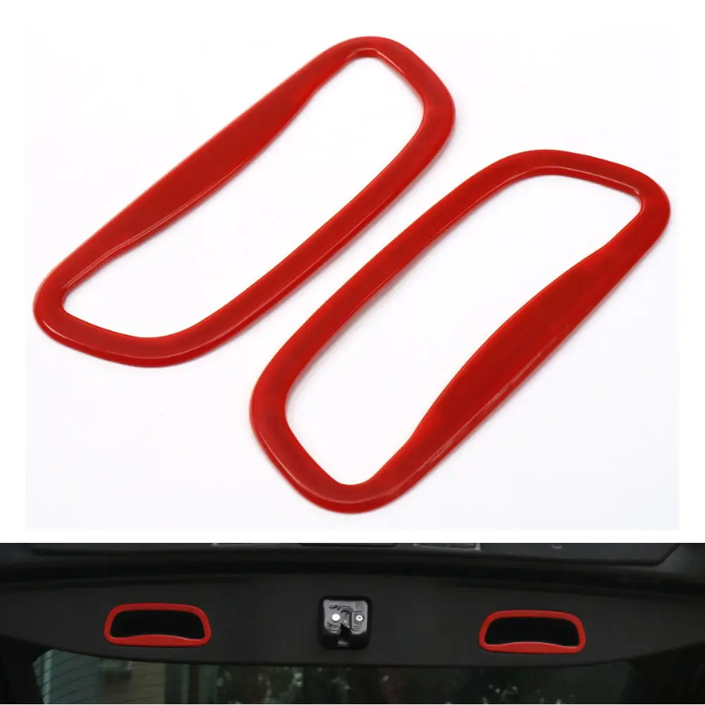 2PCS Red Rear Trunk Tail Door Inside Handle Bowl Cover Hatch Trim