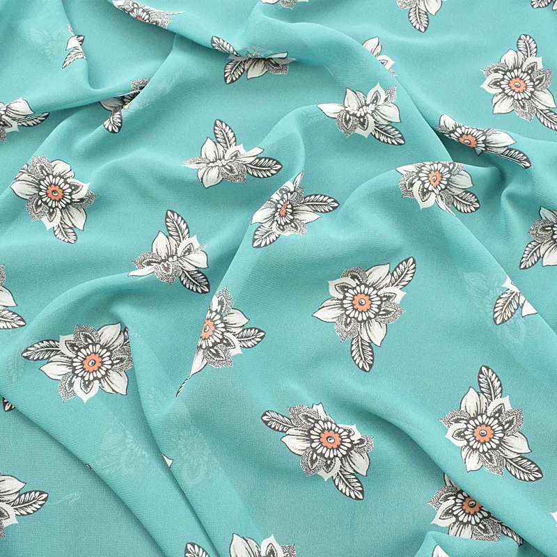 2019 new high viscose chiffon fabric spring/summer printed fabric green