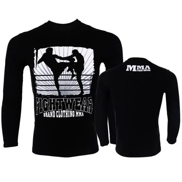 MMA fighting long sleeve T shirt sports fitness elastic clothing men's jujitsu sports free