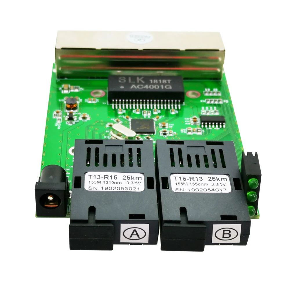 

10/100M Fast Ethernet switch Converter 25KM Ethernet Fiber Optical Media Converter Single Mode 4 RJ45 and 2 SC fiber Port PCBA