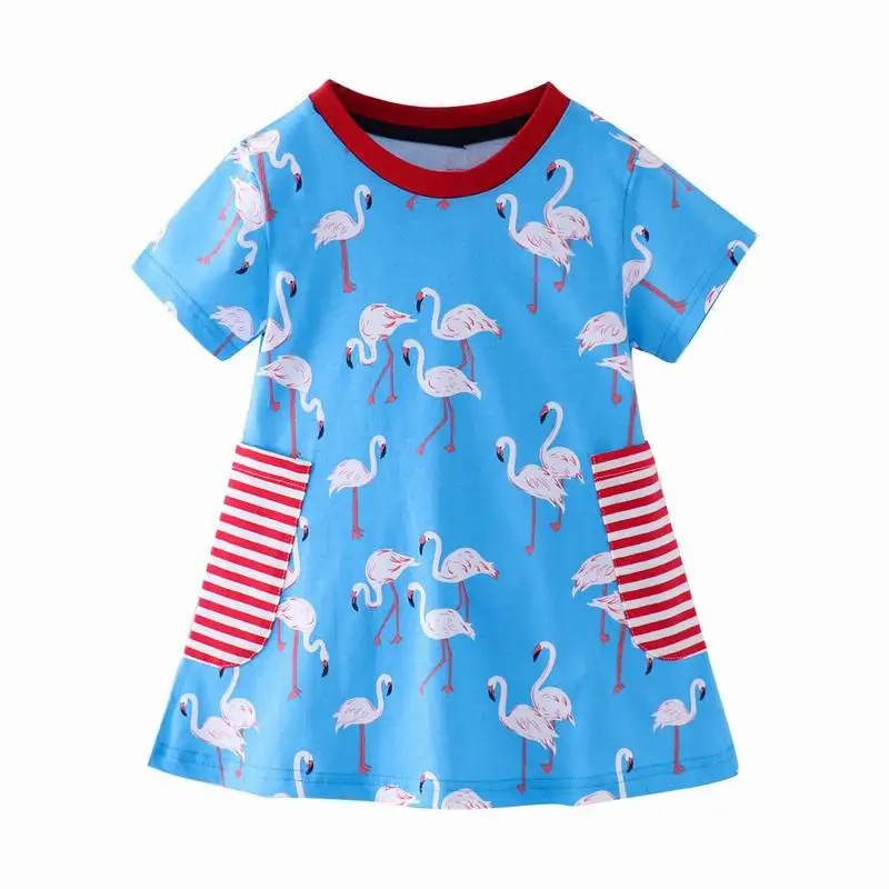 Little maven/летнее хлопковое платье принцессы с карманами и фламинго для девочек от 2 до 7 лет; нарядное детское платье для маленьких девочек - Цвет: S0478 same picture