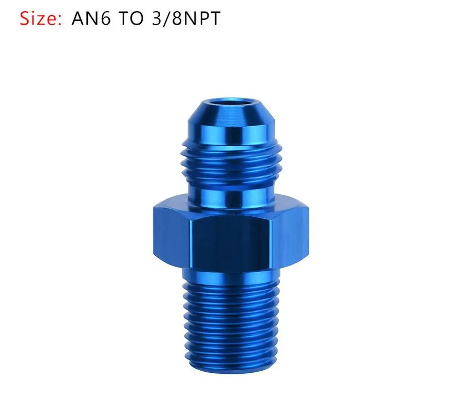 Areyourshop автомобильный 1 шт. AN4 AN6 AN8 AN10 AN12 NPT прямой Мазут Воздушный шланг фитинг Мужской адаптер синий авто аксессуары - Цвет: AN6 TO 3 8NPT