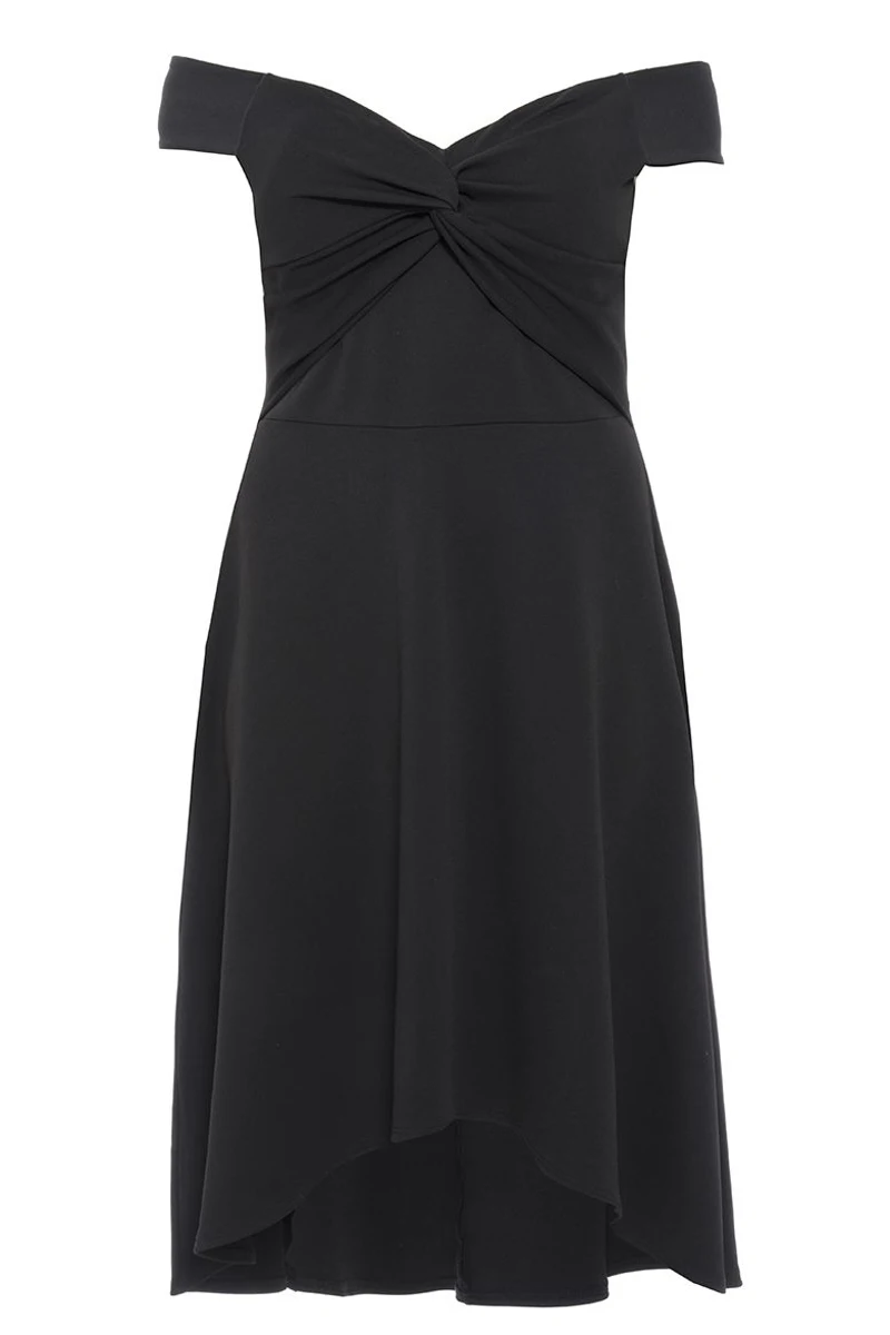Black-Plus-Size-Dip-Hem-Knot-Front-Evening-Dress-LC610340-2-4