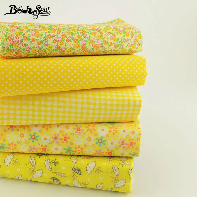 Booksew Дизайн 100% хлопок Ткань 5 diffetrent желтее серии Книги по искусству работы