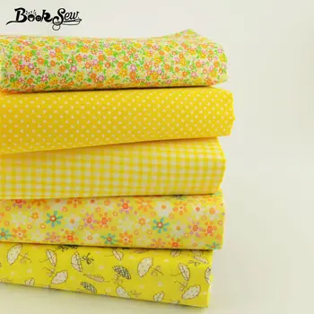 

Booksew Design 100% Cotton Fabric 5 Diffetrent Yellower Series Art Work Home Textiles Bundle Sewing Dolls Toys Crafts 50cm*50cm