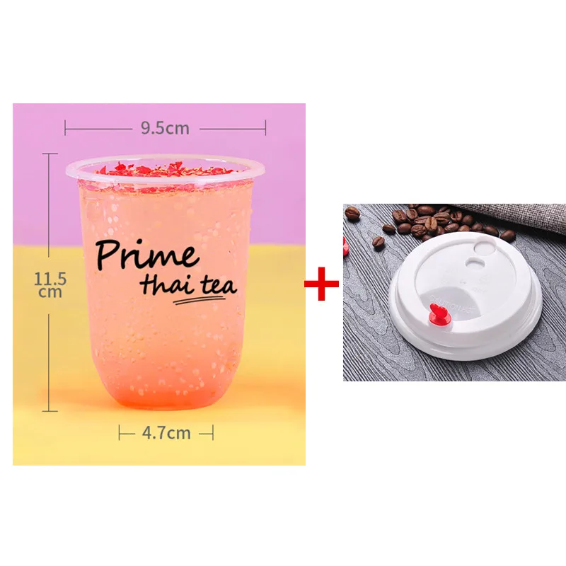 cup and lid 50 шт креативный Английский алфавит Милый U Тип прозрачная одноразовая кофейная чашка 500 мл сок холодная пластиковая чашка с крышкой - Цвет: cup and lid
