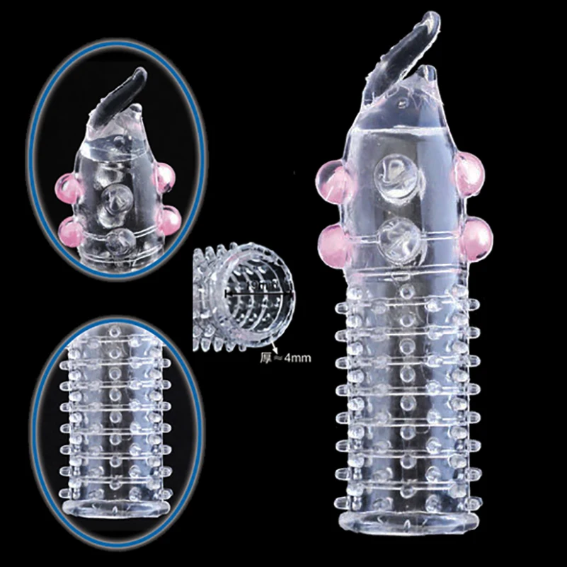 Bold Penis Enlargement,Delayed Extender condom prolong Beads Reusable thorn vibrator sleeve,sex toys for man Elephant Nose